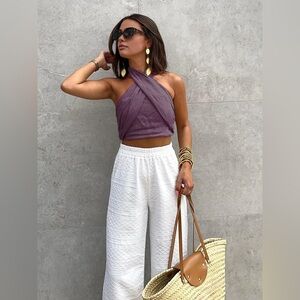 Cotton & Line Crisscross Halter Tank Top size XS CC10